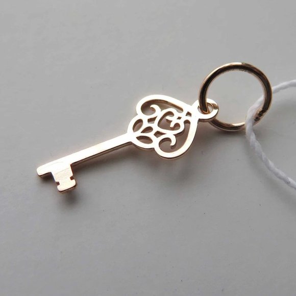 Key Rose Gold Plated Sterling Silver Pendant Charm - Picture 2 of 13